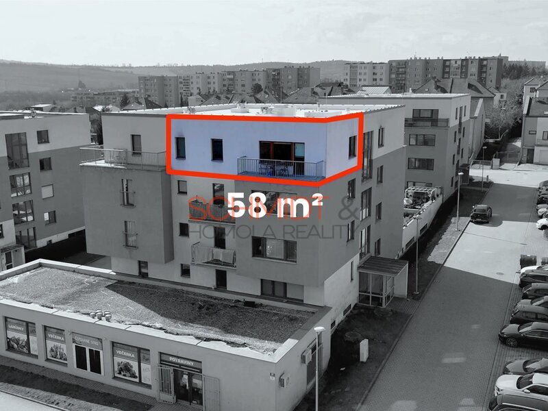 Pronájem vybaveného bytu 2+kk s balkonem a parkováním, Brno – Bohunice, 58 m²